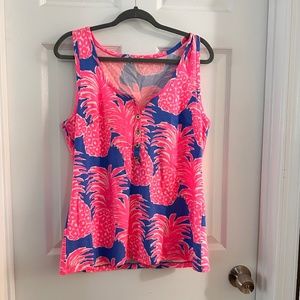 Lilly Pulitzer Merrill Top Blue Haven Little Flamenco Size L